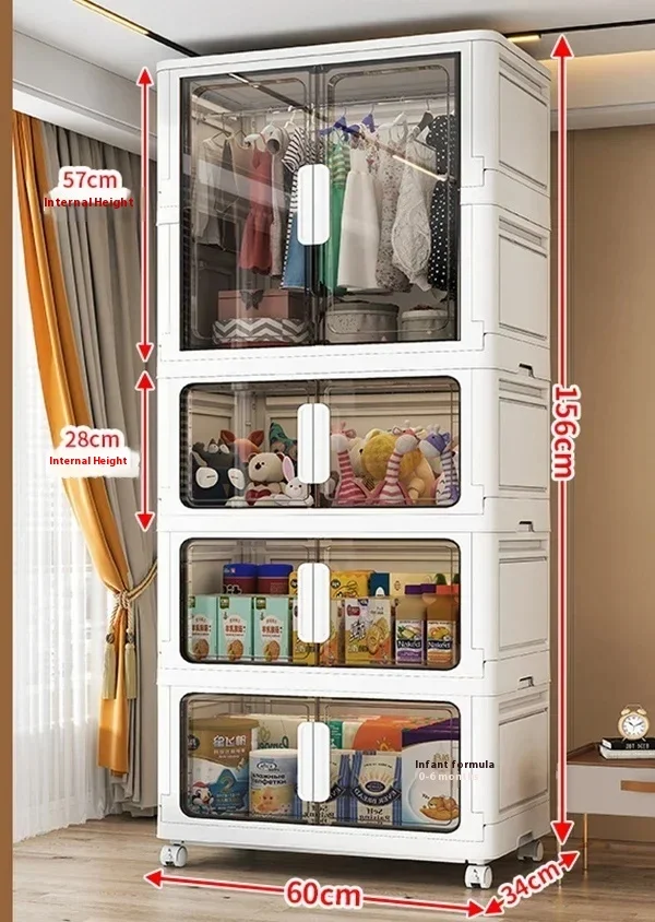 %Wardrobe Clothes Organizer Foldable Organizer Cupboard Movable Storage Cabinets for Home