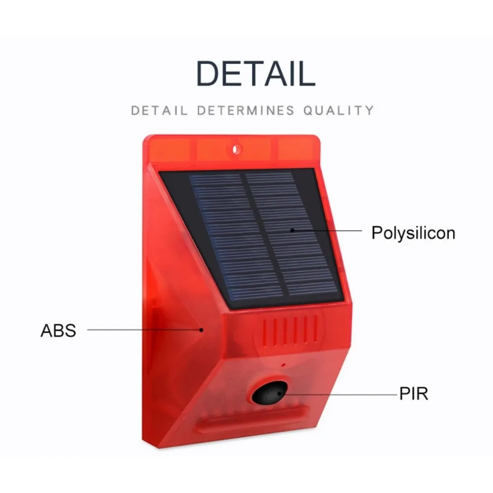 Imagem -02 - Luz de Alarme Solar Impermeável com Sensor de Movimento Pir Controle Remoto Sirene de Segurança Alta para Casa e Exterior 120db 433mhz Ip65