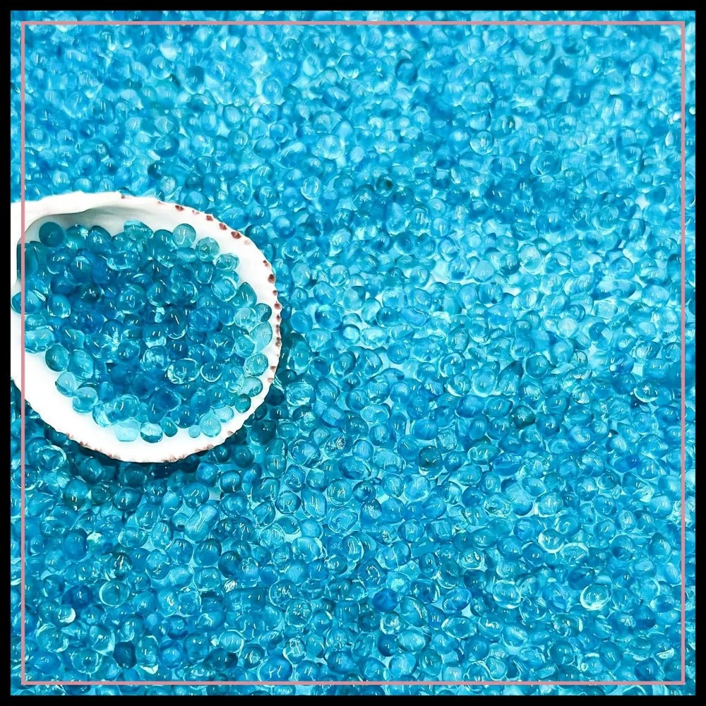 

2.2 Lbs Polished Blue Glass Gravel for Aquarium, Fish Tank, Plants, Vase, 1-3mm