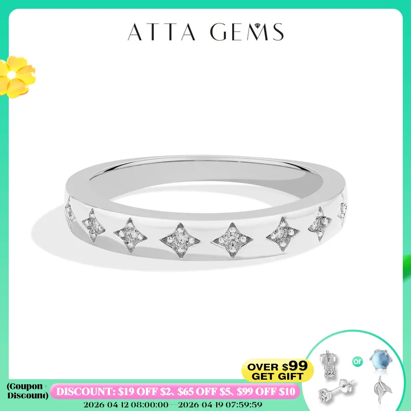 

Кольца ATTAGEMS Lab с муассанитом и бриллиантами для женщин, обручальное кольцо со звездами, серебро 925 пробы, белое золото 18 карат, обручальные ювелирные изделия, дропшиппинг