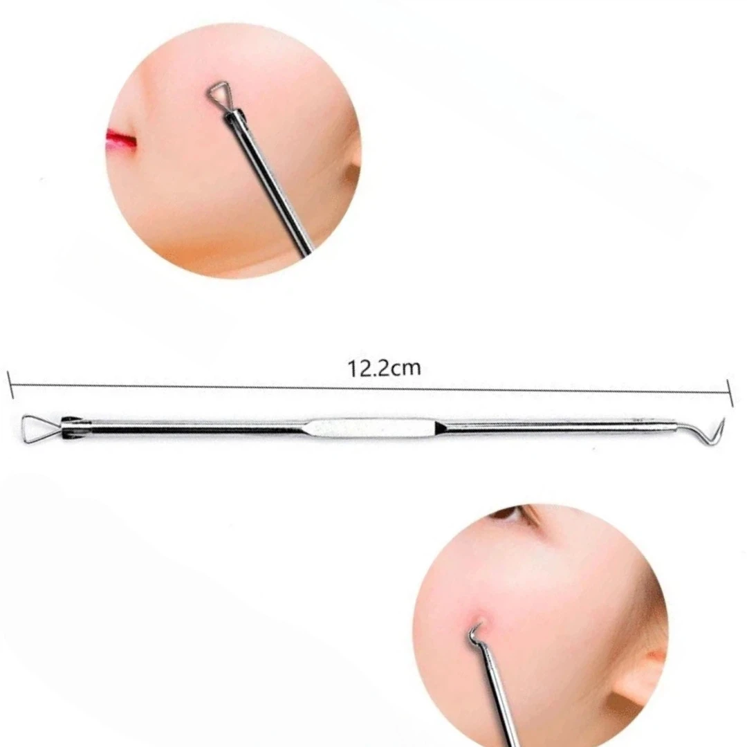مجموعة إبر حب الشباب مكونة من 4 قطع، أداة إزالة الرؤوس السوداء، مستخرج كوميدون مطلي بالكروم لتظليل البثور، والعناية بالوجه #4