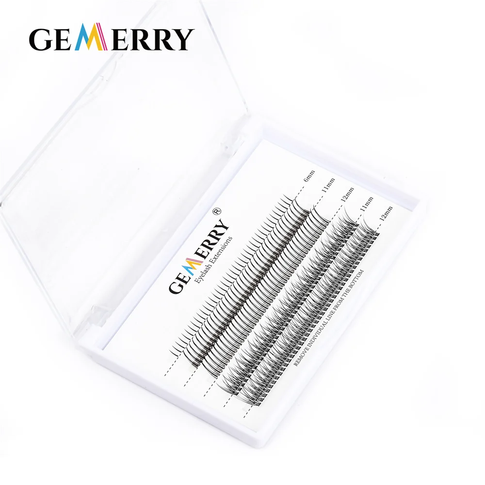 Gemerry DIY Cluster Eyelash Extension A Shape Fishtail Spikes Lashes Mixed Premade Fans Cluster Natural Makeup False Eyelashes