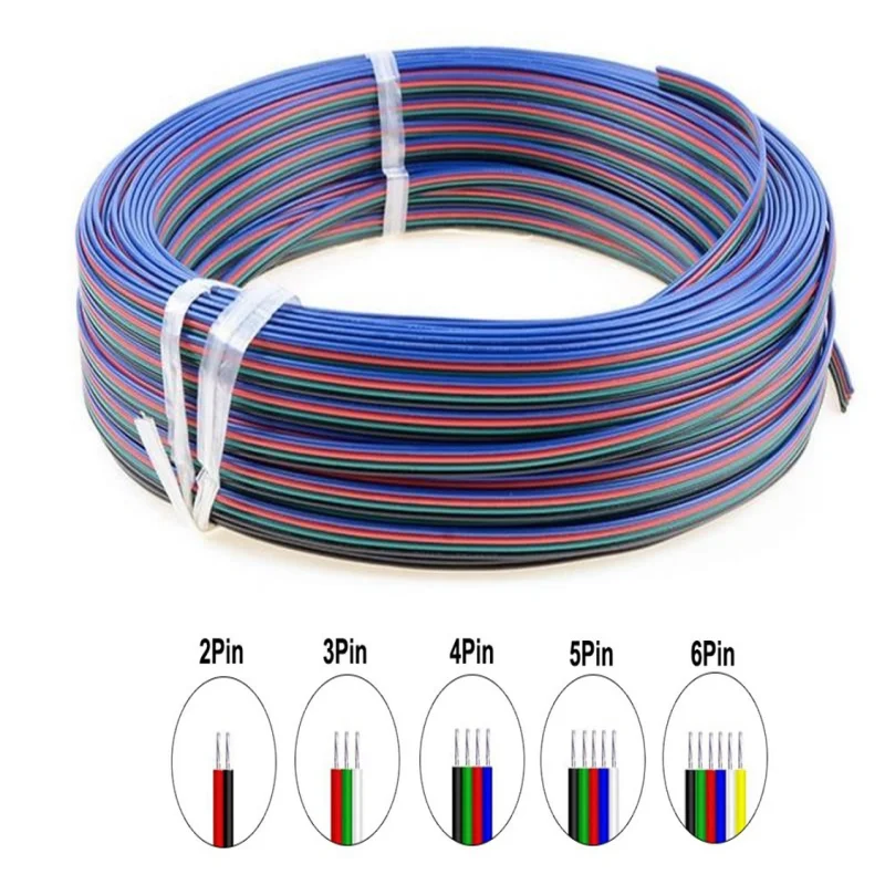 

22awg 2pin 3pin 4pin 5pin 6pin Extension Electric Wire 5050 3528 RGB RGBW RGBWW RGBCCT LED Strip Extend Cable Connector