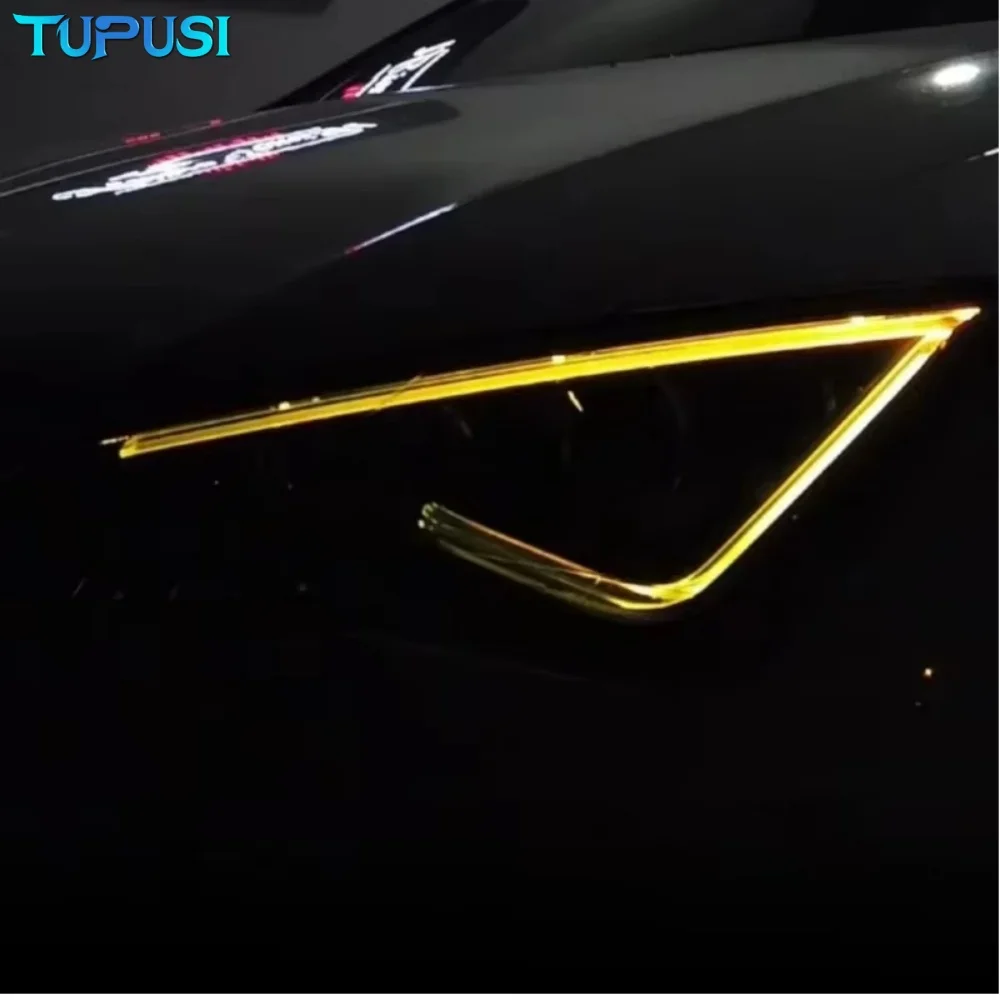 Gelbe Angel Eyes DRL-Bretter für Seat Leon MK3 Cupra Tagfahrlicht 5F0941475A 5F0941476A LED-Scheinwerfer 90112019 2217059 – Detail 4