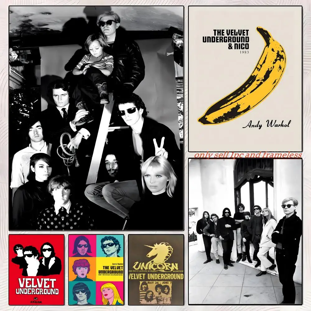 Music The Velvet Underground Band Poster Self-adhesive Painting with prints Home bedroom living room decoration