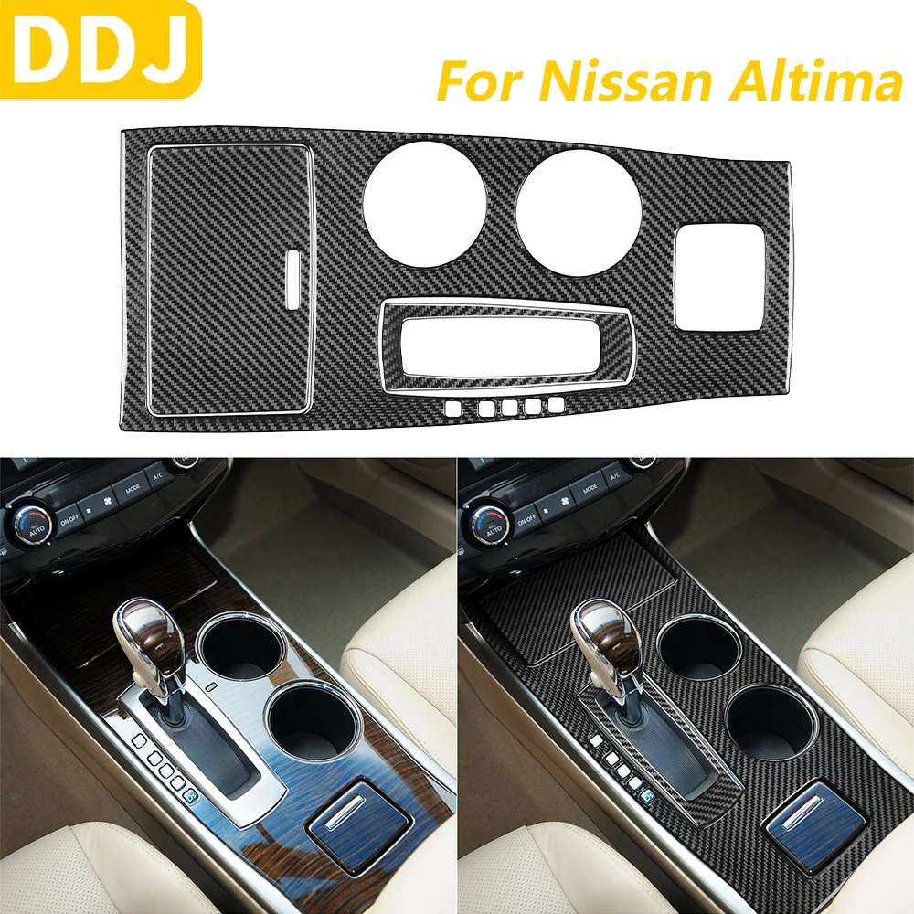 

For Nissan Altima 2013-2018 Carbon Fiber Central Control Gear Shift Storage Cup Holder Set Trim Cover Car Accessories Sticker