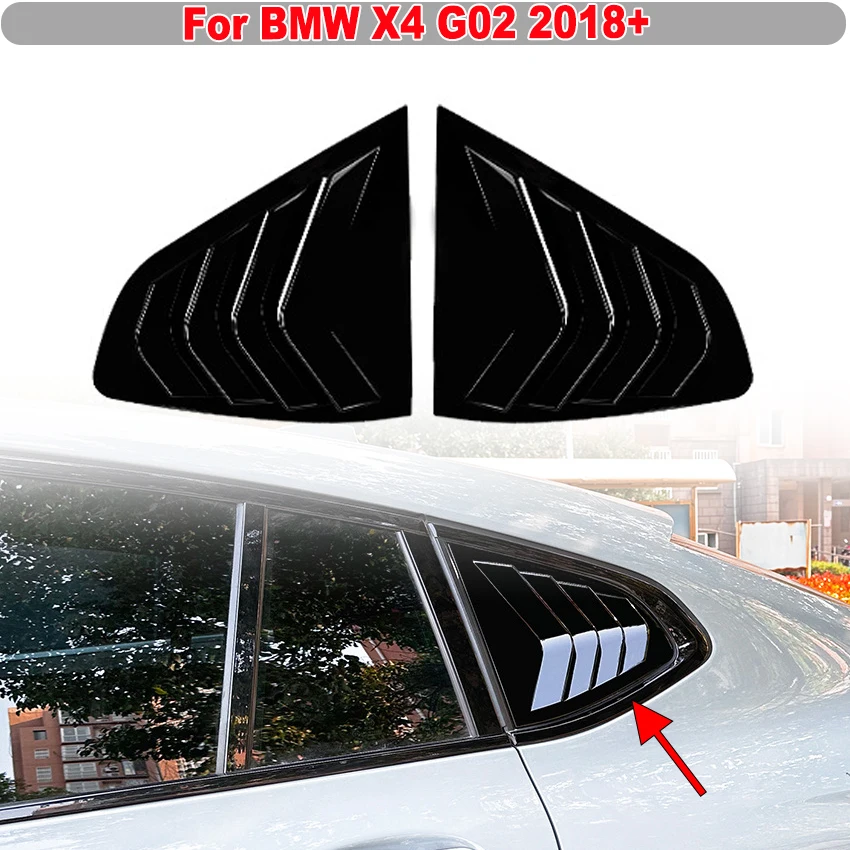 

For BMW X4 G02 2018+ Rear Window Blinds Side Tuyere Louvers Stickers Trim Cove Air Vent Sticker Glossy Black Car Accessories