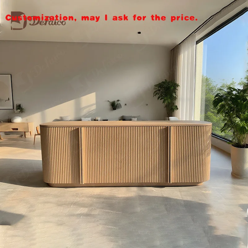 

custom.High-end Wooden Bedroom Furniture 4-drawer Large-capacity Closed Storage Cabinet Oak Striped Dressing Table