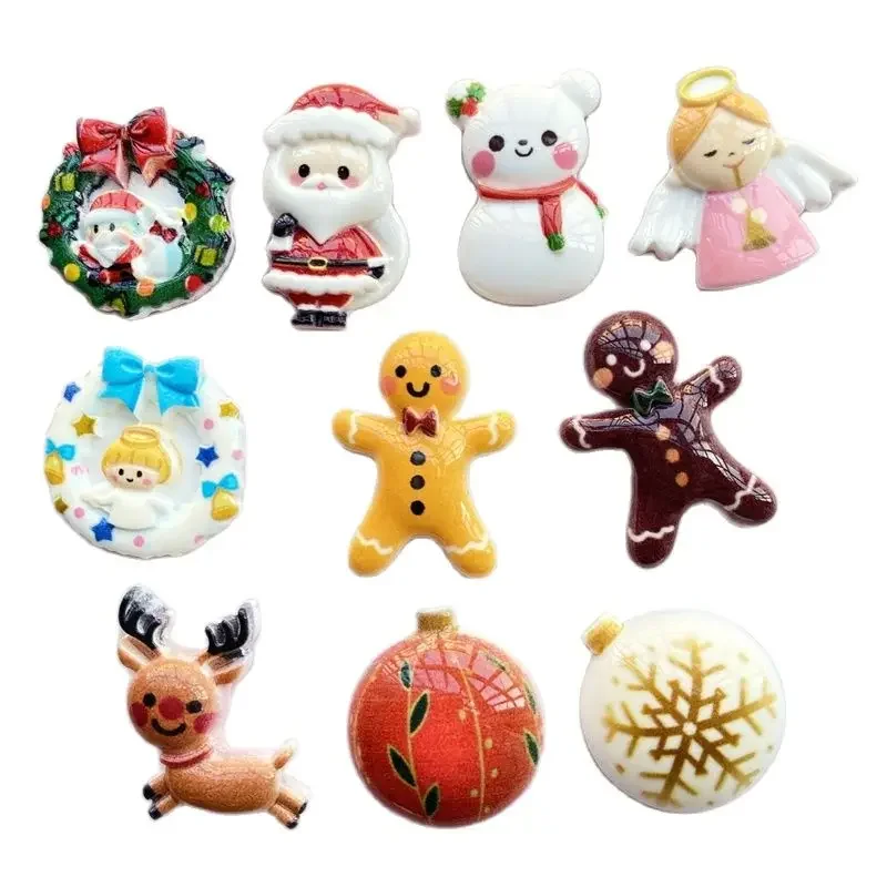 20Pieces Of New Christmas Angel Kawaii Resin Convex Circle Scrapbook Hair Bow Decorative Crafts DIY Fashion Accessories F37