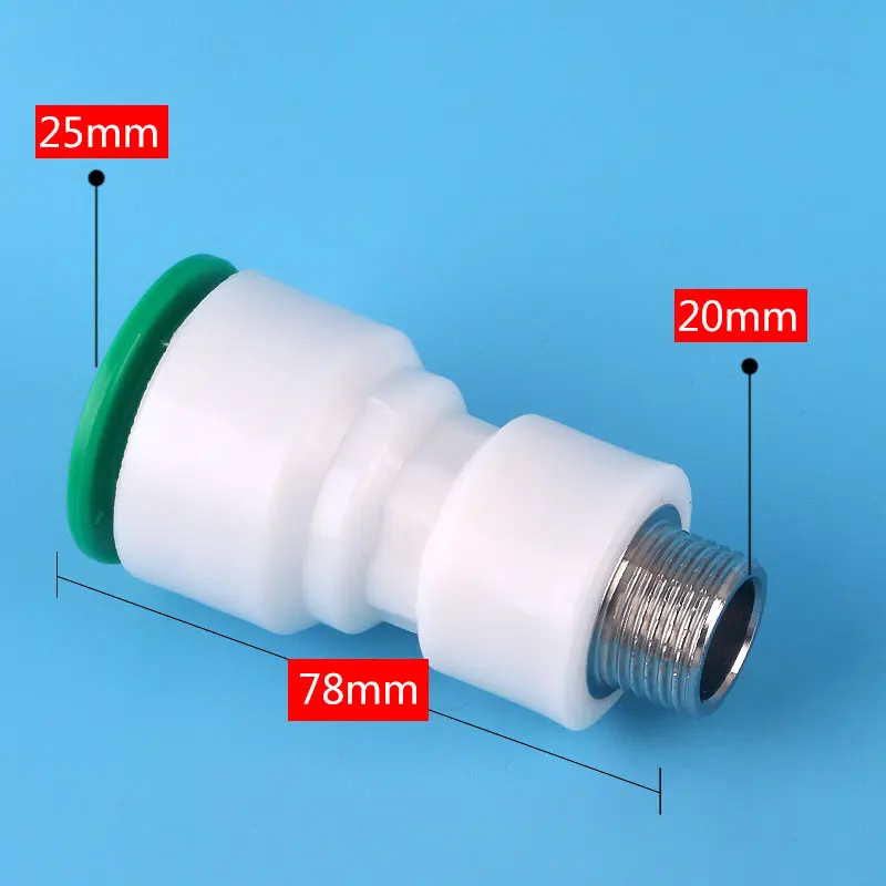 PPR pipe 20MM external thread to 25MM quick-connect reducer straight joint DN20MM to DN25Mm water pipe plug and play