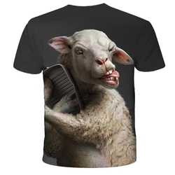 Summer men's new fun animal goat T-shirt 3D printed top casual round neck short sleeved street fashion style