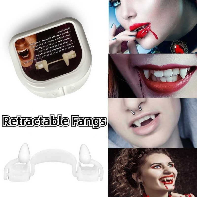 

Halloween Retractable Fangs Holiday Party Dance Props Vampire Dentures Braces Environmentally Friendly Resin Children Adult Toys