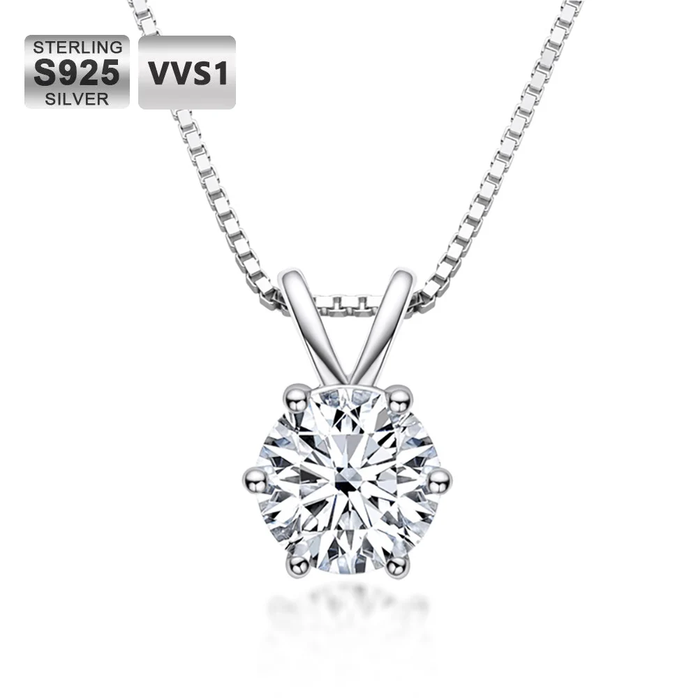 

ICEBLING 1CT Moissanite Necklace Solitaire Pandent GRA Certified Dainty s925 Sterling Silver Classic Chain for Women