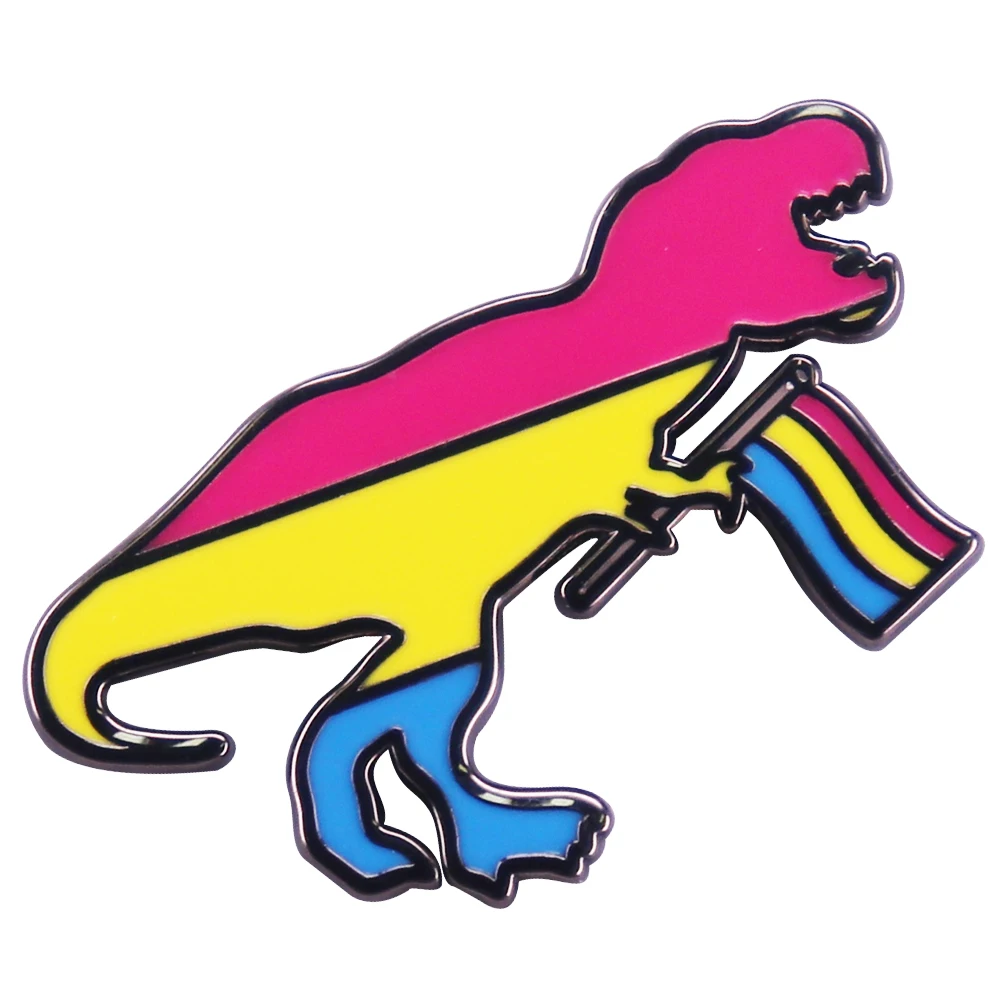 

Pansexual Dinosaur Badge Pan Pride Flag Enamel Pin LGBT Jewelry Accessories