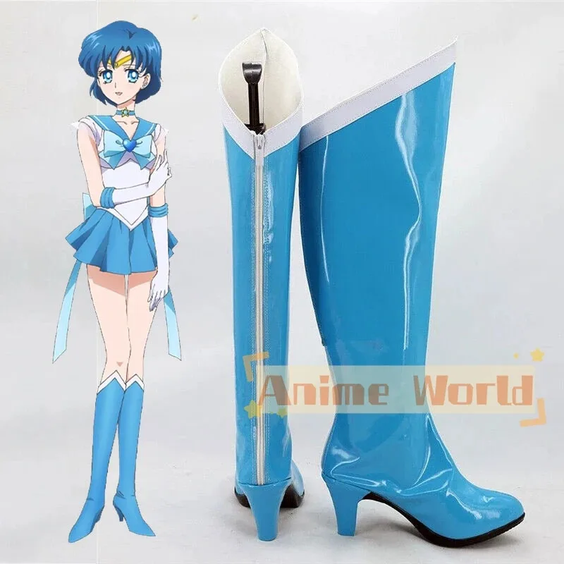 

dd54Sailor Mercury Ami Mizuno Shoes Cosplay Halloween Carnival Boots Custom Made