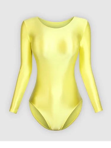 Imagen 2 del producto Mameluco de danza de ballet de color sólido para mujer, mono ajustado de manga larga con cuello redondo para ensayos, escenarios y uso diario