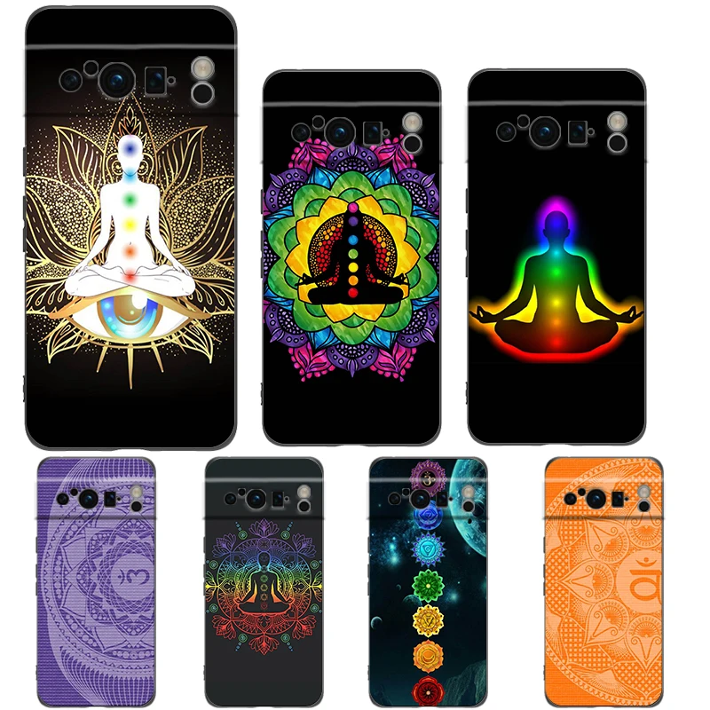 Funda de teléfono para Google Pixel 9 8 7 6 9A 8A 7A 6A Pro 10 9 Pro XL TPU suave a prueba de golpes Shell Capas Mandala Chakra Yoga Fundas