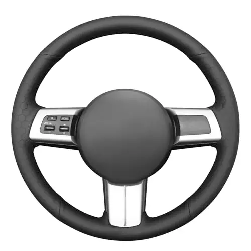 

Premium Hand-Stitched Leather Steering Wheel Cover For Mazda MX-5 2016–2019, Universal Fit With Honeycomb Grip
