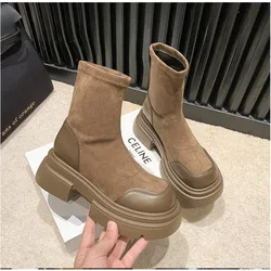 Women's Short Boots 2024 New Spring Autumn Single Boot Thick Bottom  Boots Crude Track Slim Women's Petite