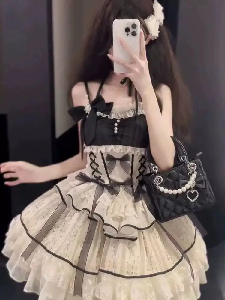 

Summer Korean New Sweet Birthday Princess Dress Chic Waist Cinching Slimming Fluffy Dress Short Skirt for Women