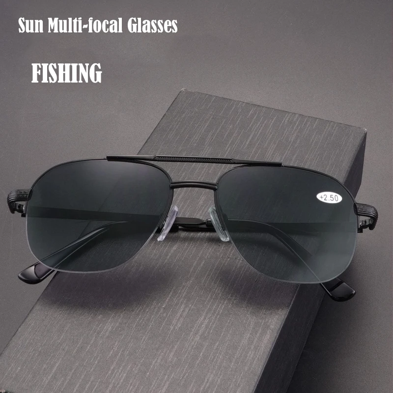Angeln Sonne Multi-fokale Progressive Lesebrille Männer Frauen Anti Blue Ray Presbyopie Brille Computer Optische Weit In Der Nähe Brillen