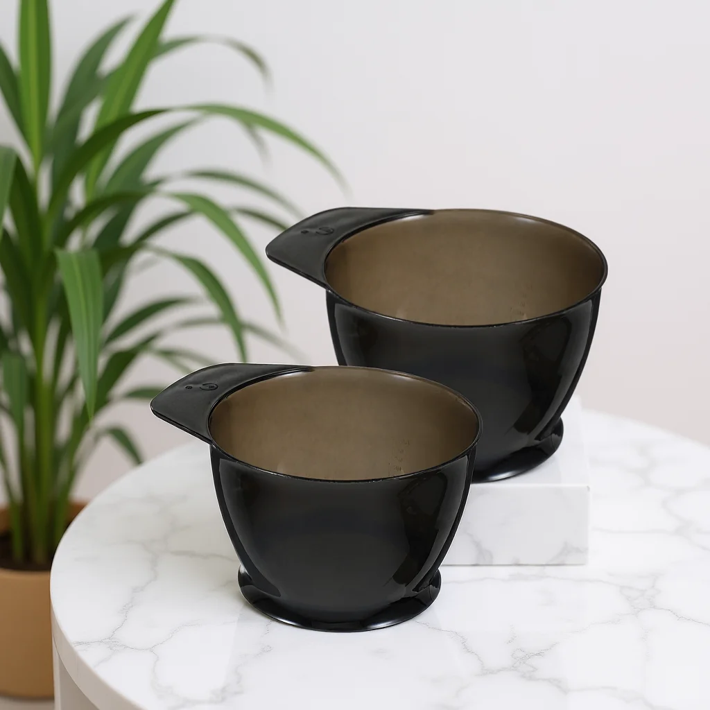 

2pcs Anti-Slip Dyeing Bowl Set Plastic Hair Coloring Mixer With Scale Design For Salon Use Tint Bowl Hair Dye Container