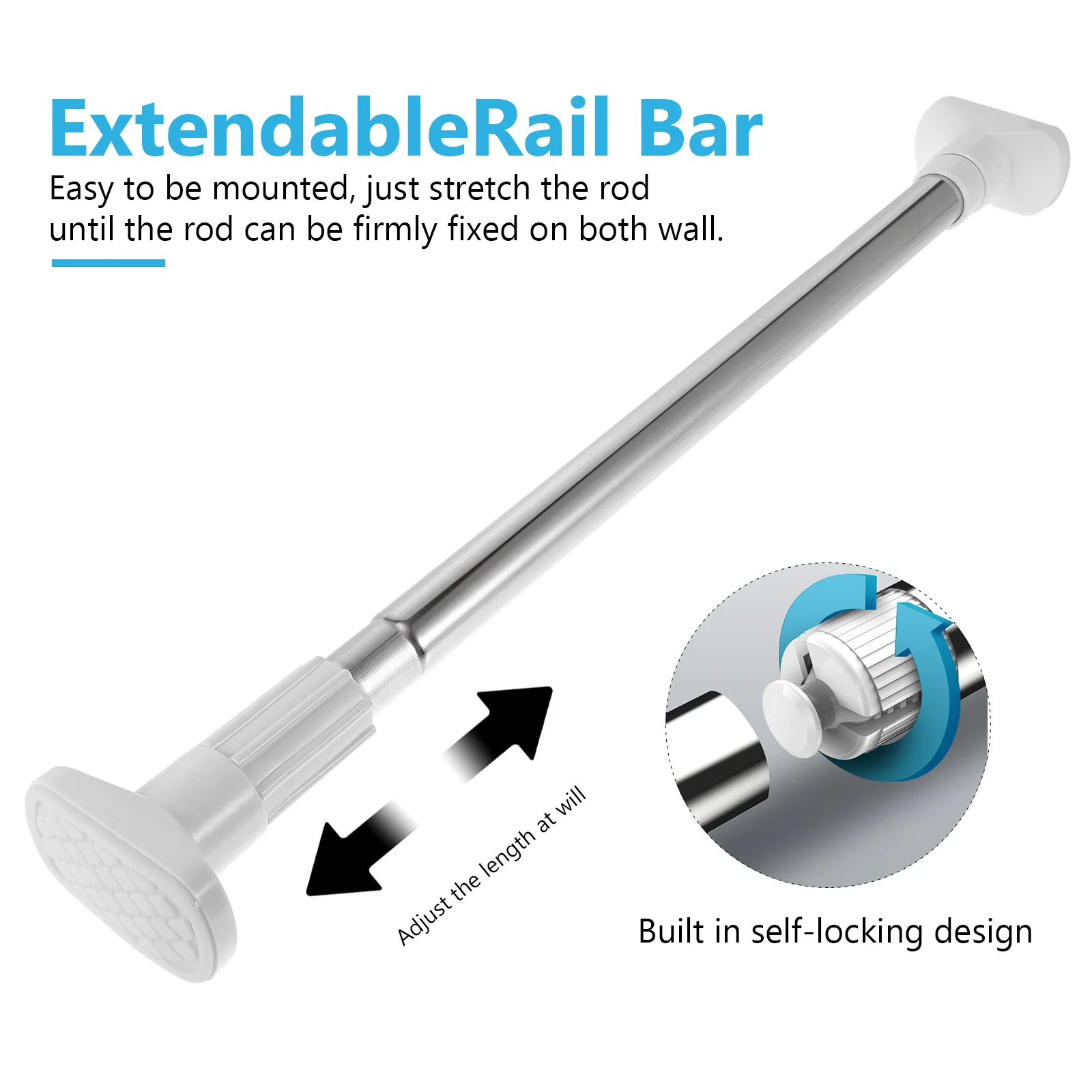 Hanger Rod Clothing Extendable Curtain 3 Meters Adjustment Without Drilling Bathroom Shower Holder Tension Cupboard