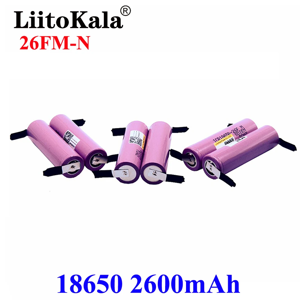 Nowa bateria LiitoKala 18650 2600 mah ICR18650-26FM akumulator litowo-jonowy 3.7V