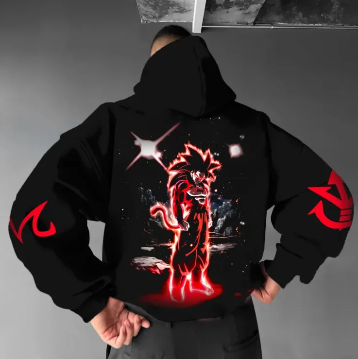 

Dragon Ball anime character printed hoodies for men and women, loose, oversized street hoodies for couples