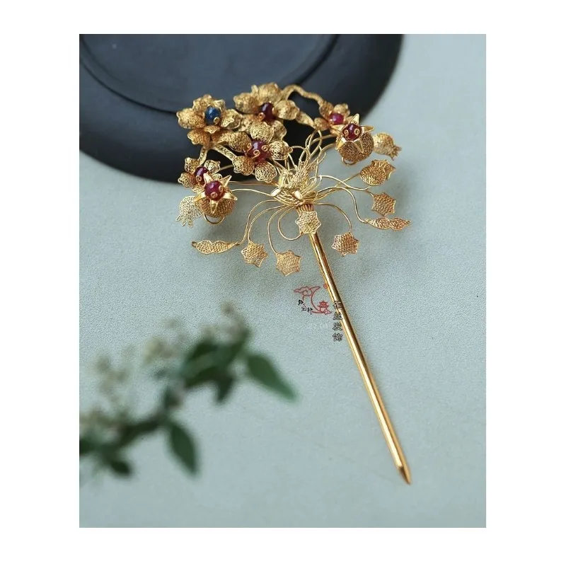 

Flower Silk Duobao Hairpin, Phoenix Bird, Pomegranate Hairpin, Hairpin, Gift Style for Girlfriend