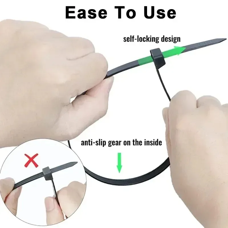 100-1000Pcs Nylon Cable Ties Adjustable Self-locking Cord Ties Straps Fastening Loop Reusable Plastic Wire Ties For Home Office