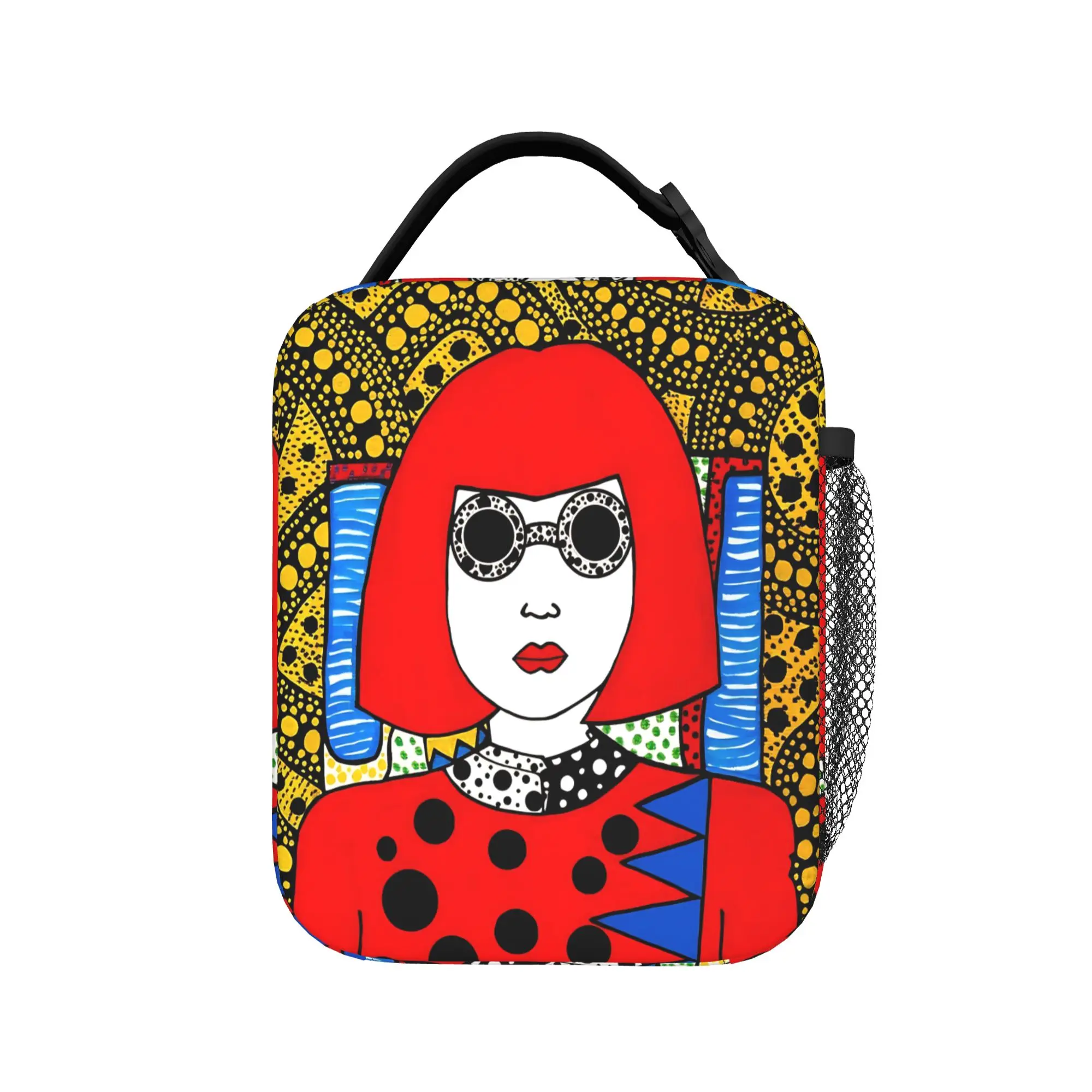 Yayoi Kusama Abstract Face Lunch Bag For Child  Print School Lunch Box Fashion Portable Oxford Cooler Bag