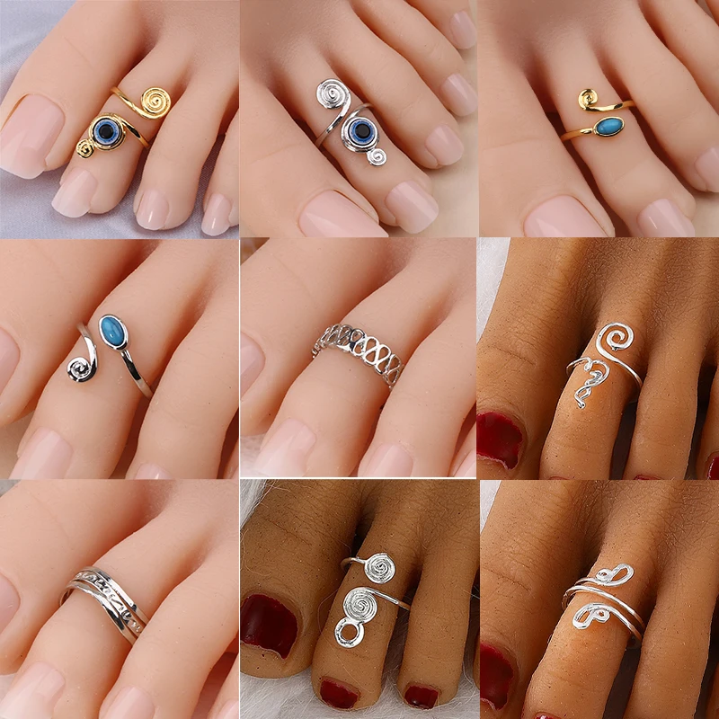 1Pcs Vintage Opening Adjustable Toe Rings for Women Girl African Summer Beach Foot Ring Holiday Gift Jewelry Bague Pied