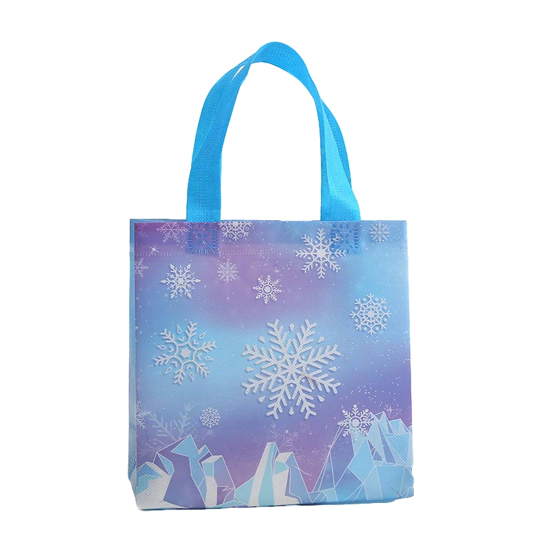 12 Stück „Let It Snow“-Thema, Vlies-Geschenk-Verpackungsbeutel, Schneeflocken-Einkaufstaschen für frohe Weihnachten, Neujahrsparty-Dekoration – Detail 2