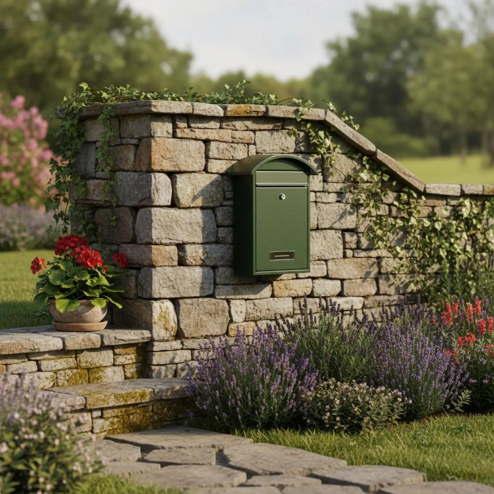 Metal Mailbox Heavy-Duty Outdoor Mail Box Wall Mailbox Keyed Lock Easy to Install for Garden