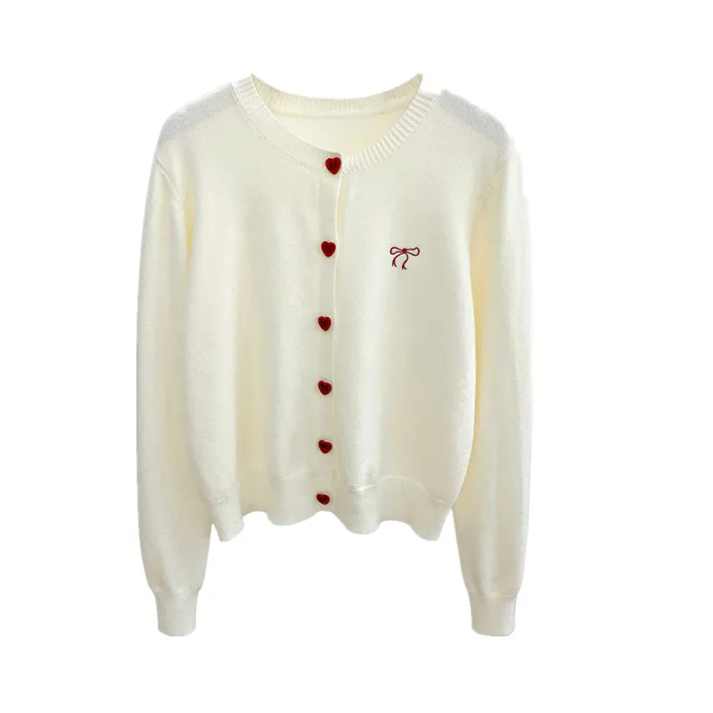 Ele Long Sve ニット カーディガン セーター 刺繍入り ノット 秋冬 ファッション アウター レディース