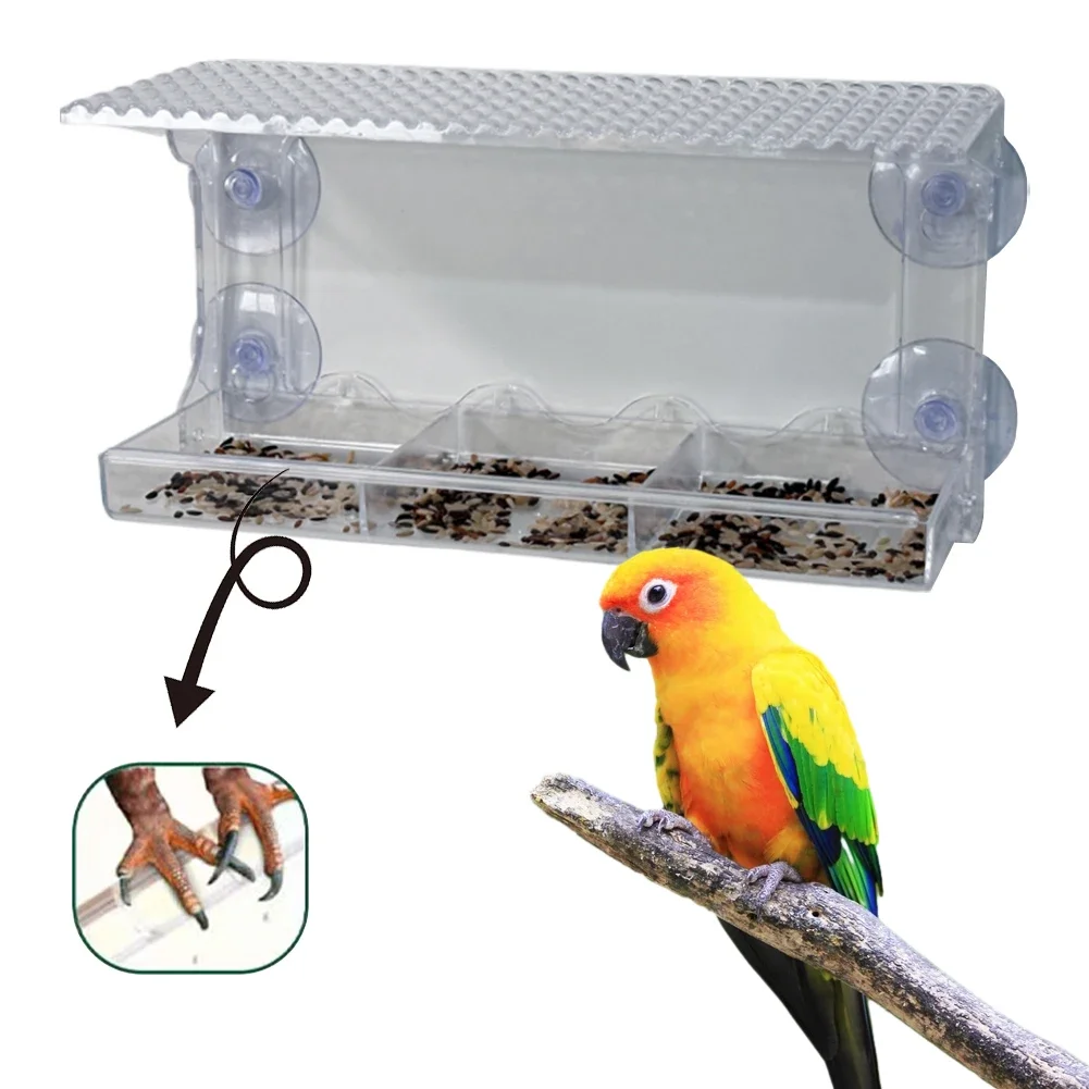 

Transparent Bird Feeder with Strong Suction Cups Hanging Bird Feeder Detachable Hanging Birdhouse Feeder for Outside Garden Yard