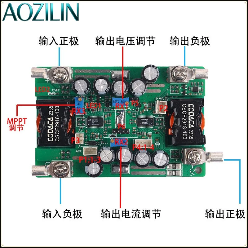 AOZILIN DC-DC Auto Buck Boost Power Module 12-60V Input 50A Adjustable Car Charging Power Supply Step Up Step Down Board