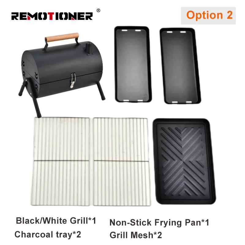 Koreaanse draagbare opvouwbare buitenbarbecue-grill Cirkeloven Camping-houtskoolgrills met koekenpan met antiaanbaklaag