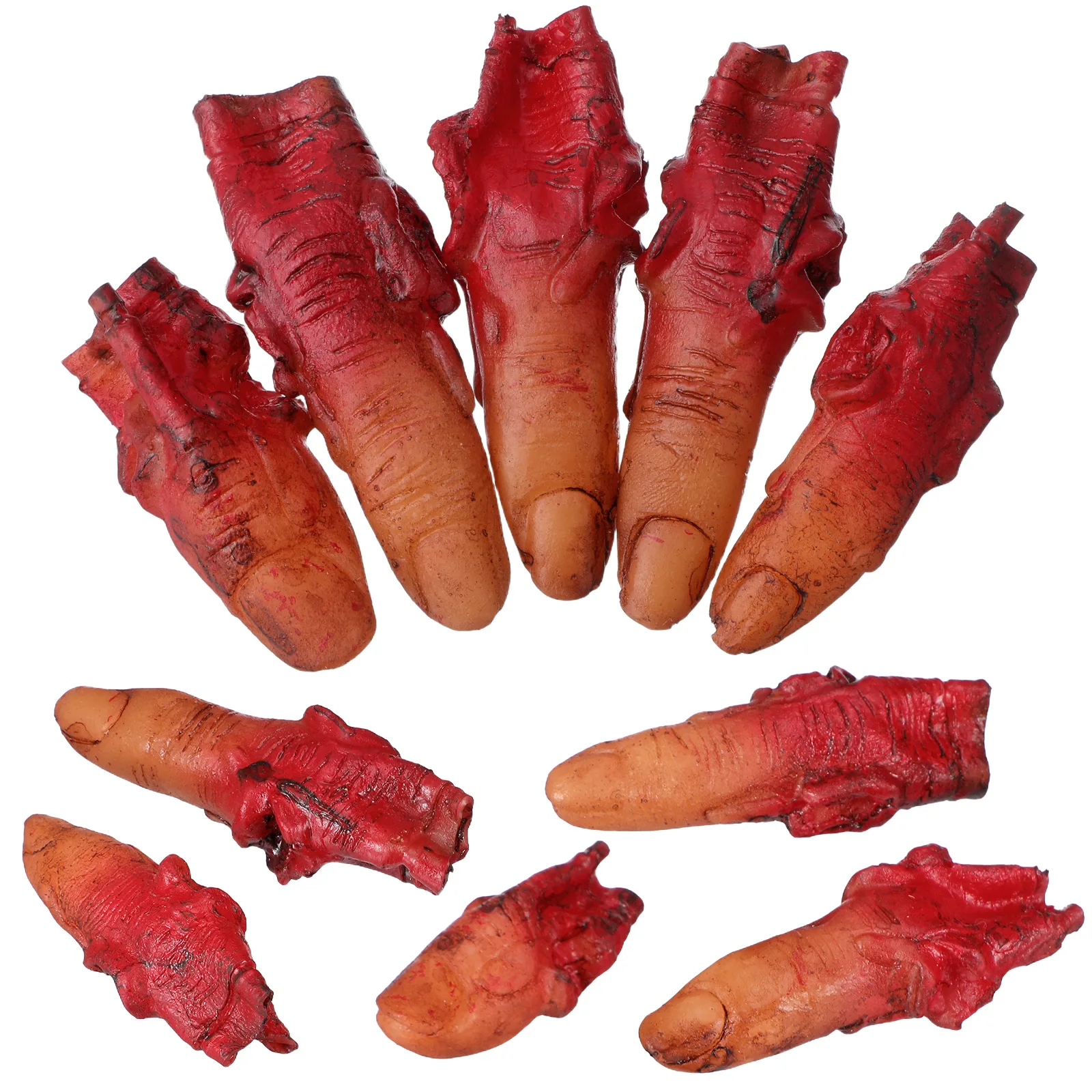 

10pcs Halloween Bloody Fingers Articulated Dark Red Fake Fingers Party Prank Props Halloween Haunted House Layout Decoration