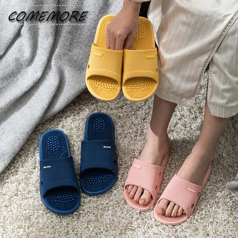 Comfort 2023 New Women's Foot Massage Slippers Indoor Soft Slides Men Slipper Non-slip House Bathroom Health Care Shoes Couples