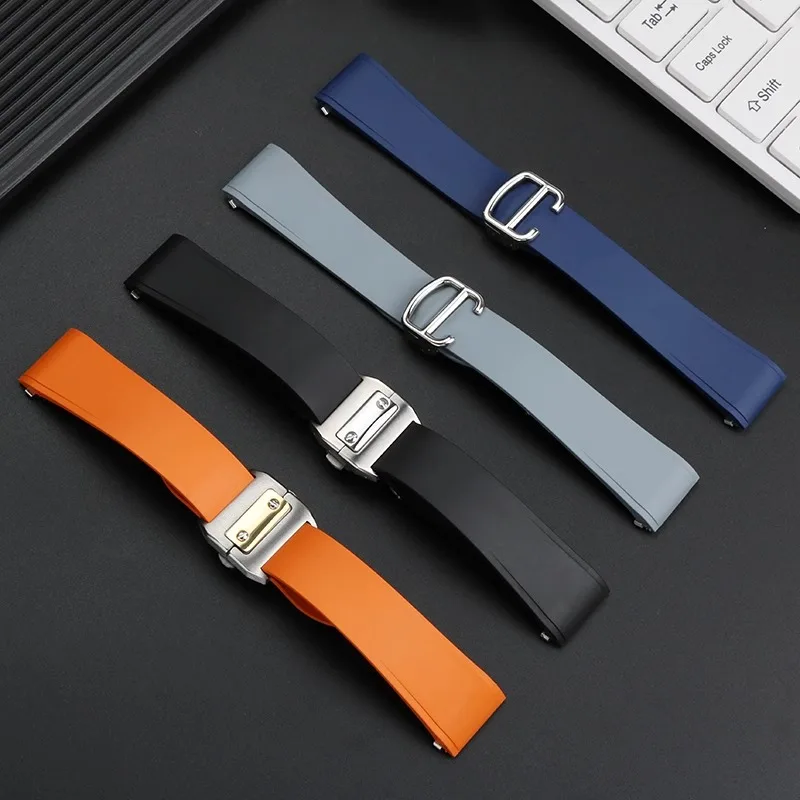 حزام ساعة fluorubber لكارتييه جديد سوار ساعة سانتوس متوسط سريع من المطاط الفلور سوار 21 الافراج عن الرجال