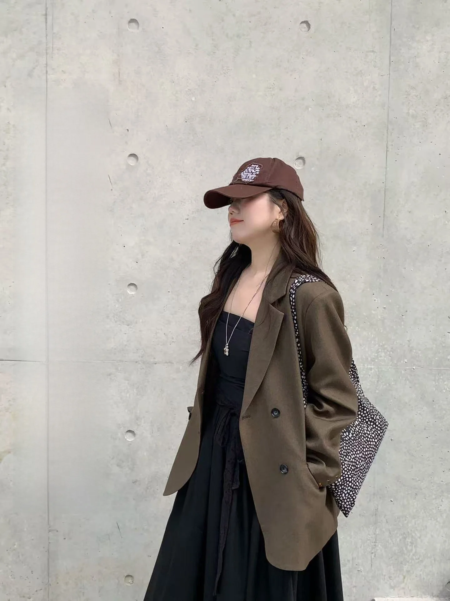 

Женский пиджак Mimoz Micro Plus Size с длинными рукавами, на пуговицах, с воротником, коричневый, повседневный, винтажный, весенний, модная верхняя одежда