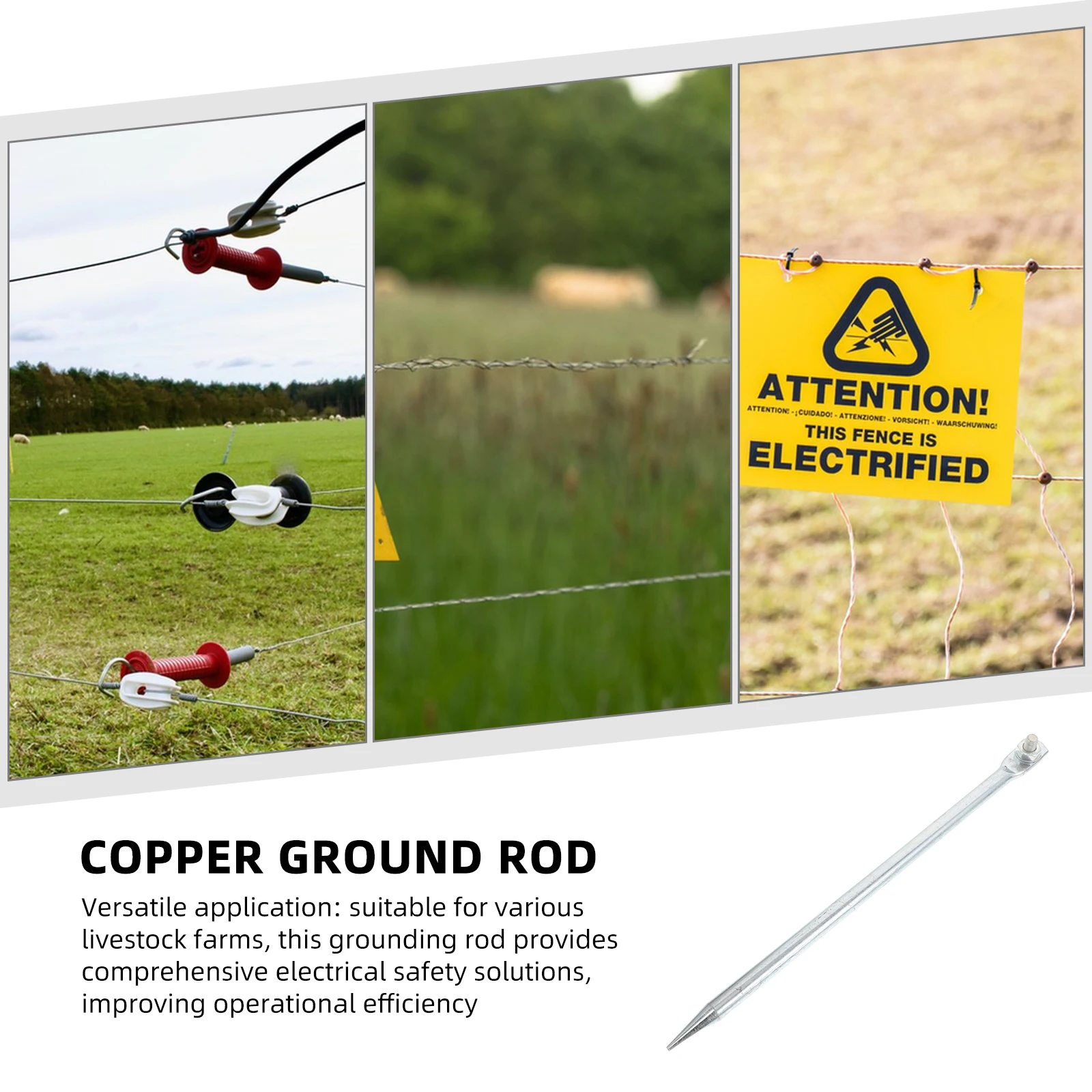 

12mmx300mm Grounding Rod for Electric Fence - Brass Earthing Electrode with Galvanized Coating for Livestock Farms Outdoor Use