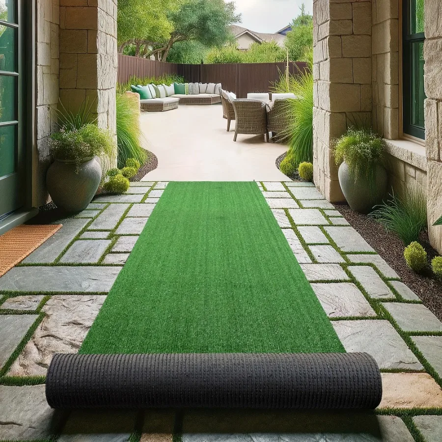 

3 x 16FT 0.8 artificial turf with drainage holes perfect for pet friendly garden landscapes indoor outdoor use