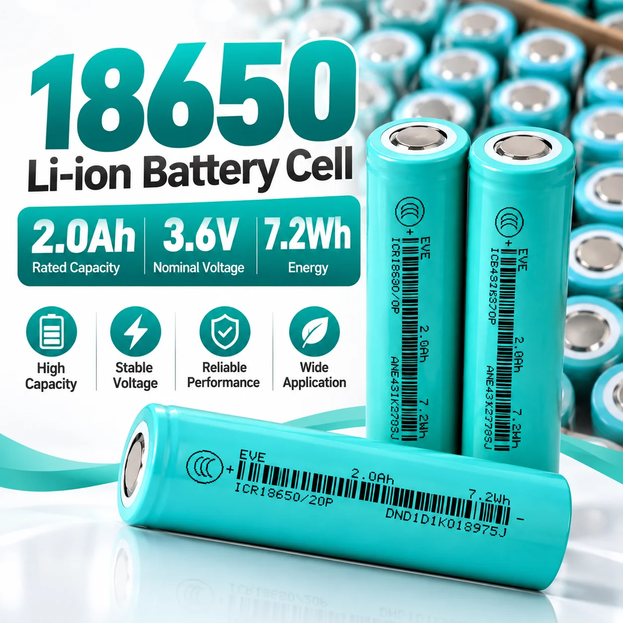 INR18650-20P 2000mAh 3.7V 15C 30A High Power Rechargeable Lithium Ion Battery Cell for Power Tool Vacuum Cleaner Sweeping Robot