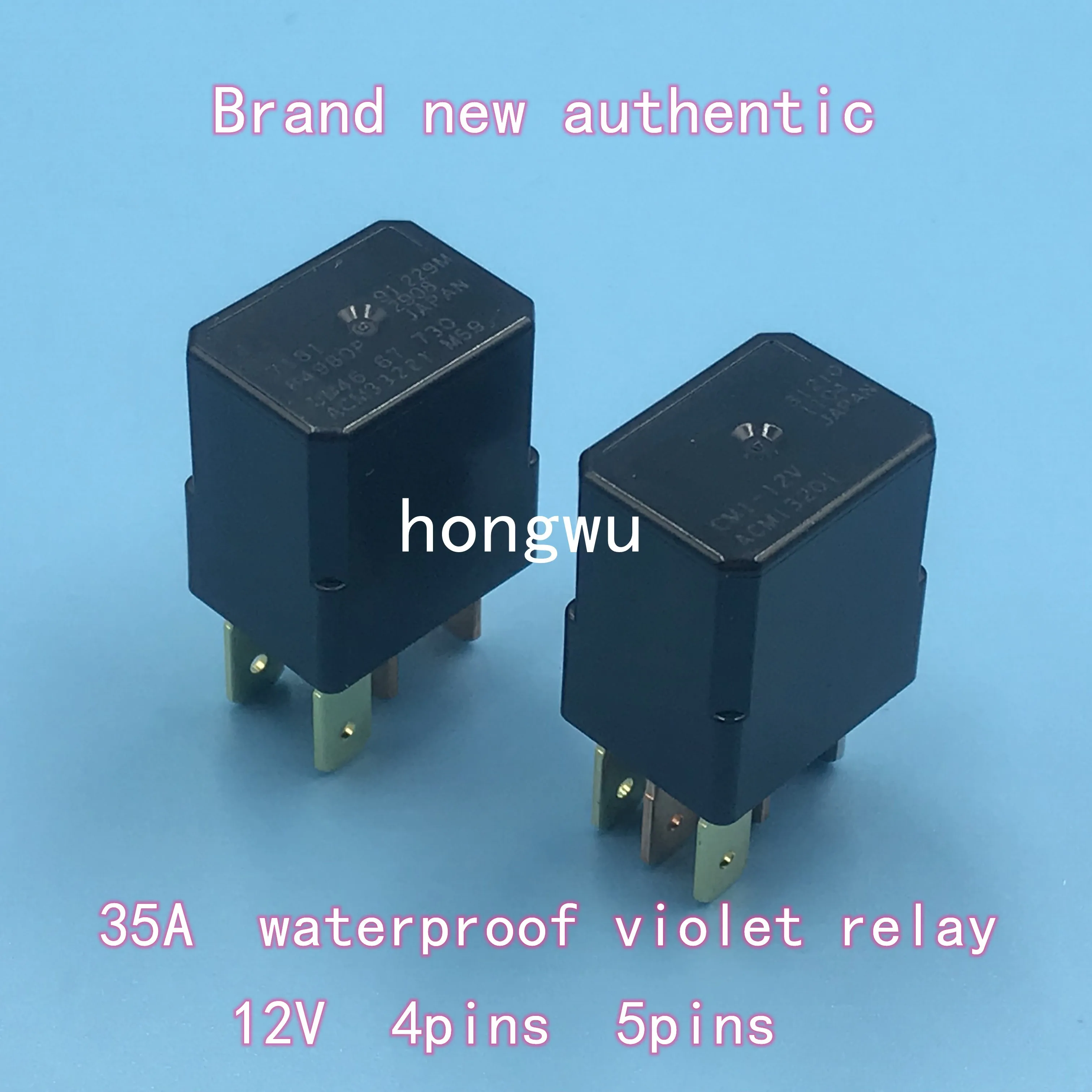 100% Original New 1PCS/ Violet relay 12V 35A 4 pin 5 pin car truck air conditioning fan headlight relay