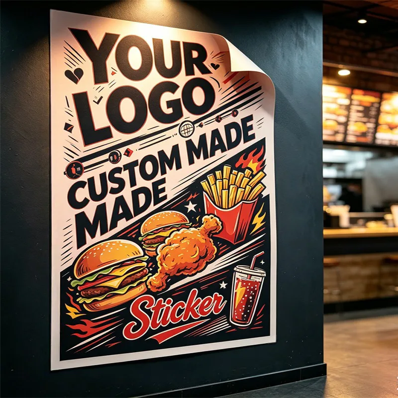 Any Size 100 cm Custom Stickers Suitable Gym Drugstore Coffee Shop Movie Theater Arcade Club Commercial Advertising Promotion