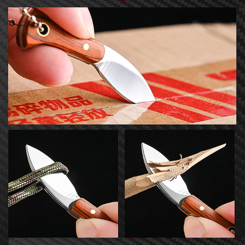 Mini cuchillo de cocina portátil multifunción para exteriores, herramientas de supervivencia EDC, llavero de autodefensa de acero inoxidable,