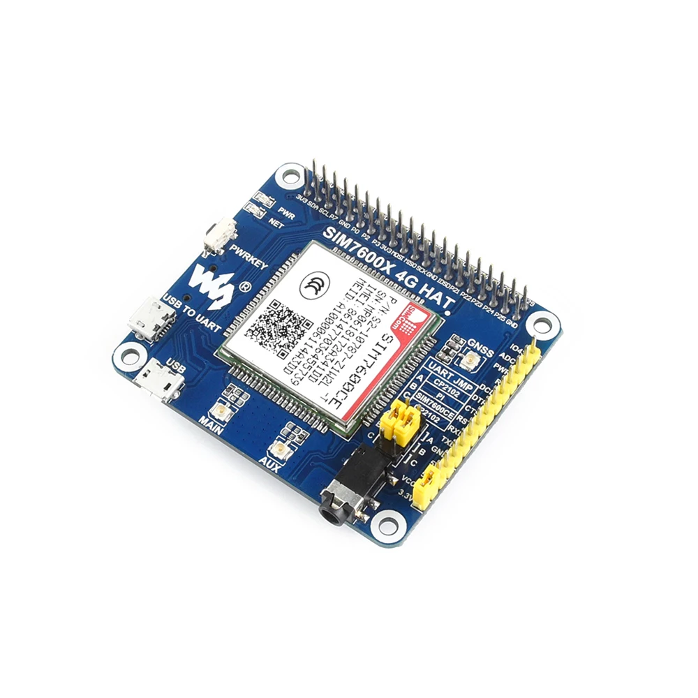 

Waveshare 4G/3G/2G/GSM/GPRS/GNSS HAT for Raspberry Pi Based on SIM7600CE 4G/3G/2G Communication and GNSS Positioning Module